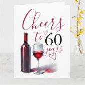 Drôle thème du vin 60e anniversaire Cartes (Fleur jaune)