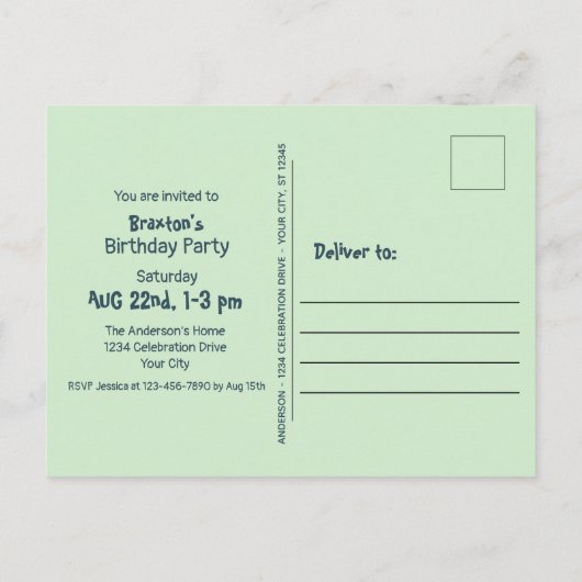 Drôle Toddler Boy's T-Rex Invitation d'anniversair (Dos)