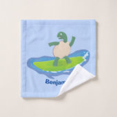 Drôle tortue vague de surf dessin animé (Gant de toilette)