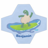 Drôle tortue vague de surf dessin animé (Plat)