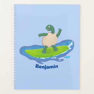 Drôle tortue vague de surf dessin animé