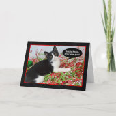 Drôle Tuxedo Kitten Cat Carte de Noël (Devant)