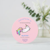 drôle unicorn cat invitation fête d'anniversaire (Debout devant)