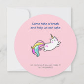 drôle unicorn cat invitation fête d'anniversaire (Dos)