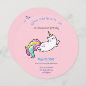 drôle unicorn cat invitation fête d'anniversaire (Devant / Derrière)
