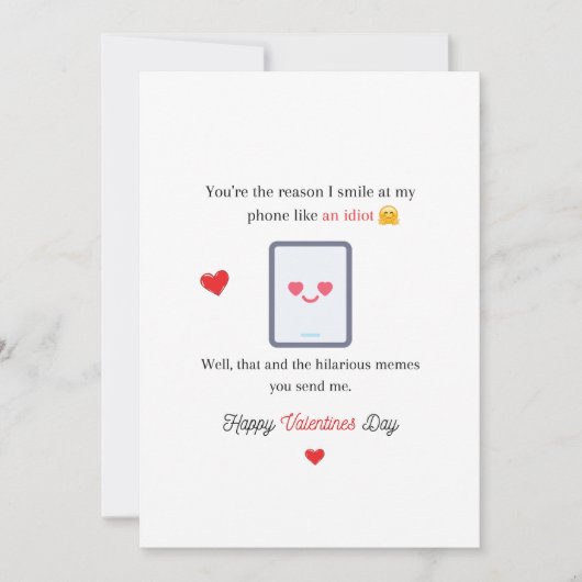 Drôle Valentine souriant comme une carte Idiot (Devant)