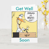Drôle Vet Cartoon Se Bien Bientôt Carte (Fleur jaune)