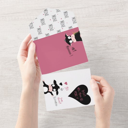 Drôle Veut Mooo Être Mien ? Amour de Vache + Carte (Déchirure)