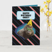 Drôle Vieux Homme Carte Anniversaire Avec Gorilla (Fleur jaune)