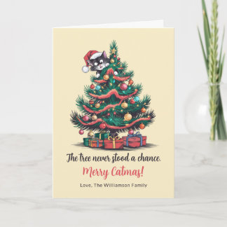 Drôle Vintage Chat Plié Carte de Noël