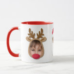 Drôle Visages de Noël Mug<br><div class="desc">Visages amusants dans le thème de Noël d'un elfe,  Père Noël et rennes. Customisez avec vos photos.</div>