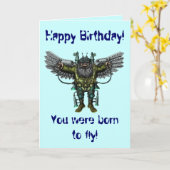 Drôle volant gars joyeux carte d'anniversaire (Fleur jaune)