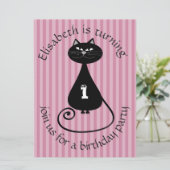 Drôle whimsical chat noir invitation d'anniversair (Debout devant)