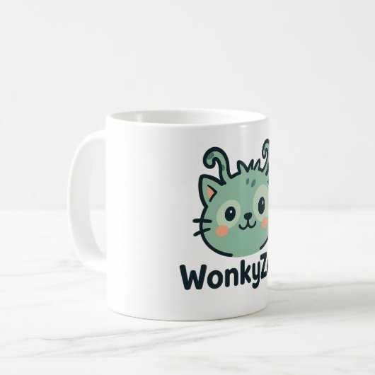 Drôle Wonky Cat Coffee Mug | Wonky Zoo (Devant gauche)
