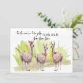 Drôles de Llamas Mignons Carte de Vœux à l'Aquarel (Debout devant)