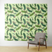 Droll feestelijk kerstpatroon met augurken wandkleed (In Situ (horizontaal))