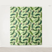 Droll feestelijk kerstpatroon met augurken wandkleed (Voorkant)