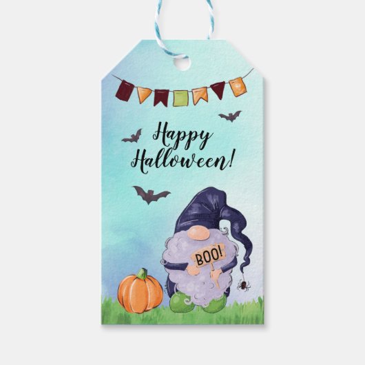 Droller Halloween-kabouterverfavour Cadeaulabel (Voorkant)