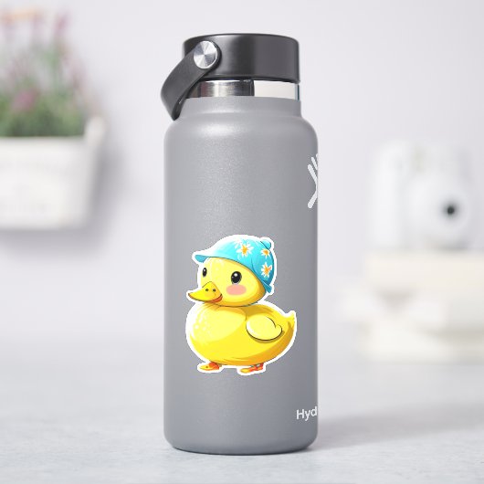 Drollige gele rubberen eend sticker (HydroFlask)
