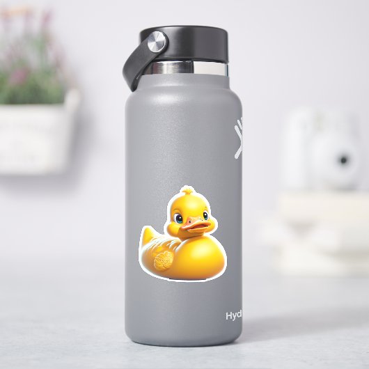 Drollige gele rubberen eend sticker (HydroFlask)