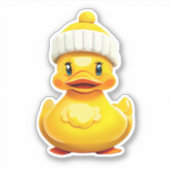 Drollige gele rubberen eend sticker (Voorkant)