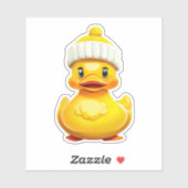 Drollige gele rubberen eend sticker (Vel)