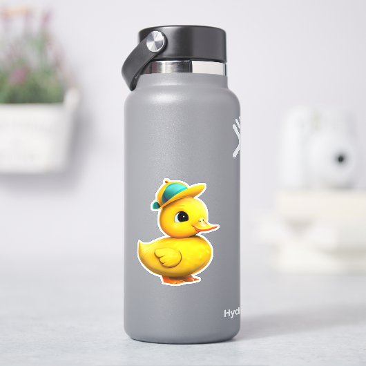 Drollige gele rubberen eend sticker (HydroFlask)