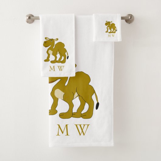 Dromedaris Kameel Design Monogram Bad Handdoek (Insitu)