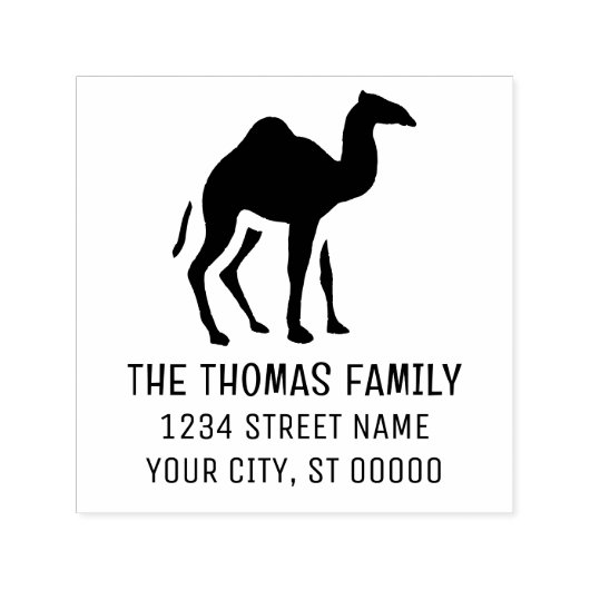 Dromedary Camel Silhouette Naam Adres Zelfinktende Stempel (Design)