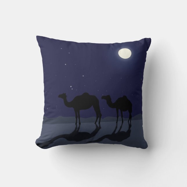 Dromedary camels in de Sahara-woestijnnacht Kussen (Voorkant)