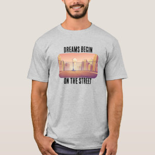 "Dromen beginnen op straat" Basketbal T-shirt