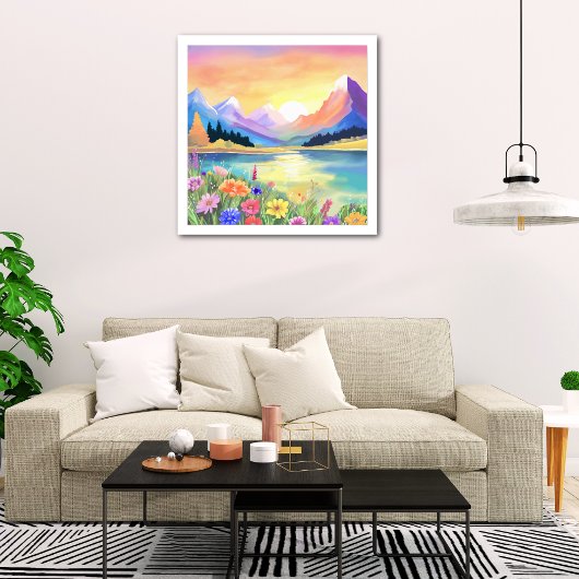 Dromen bij de bergen Lake Sanctuary Foto Afdruk