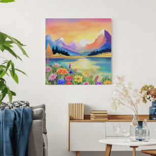 Dromen bij de bergen Lake Sanctuary Foto Afdruk