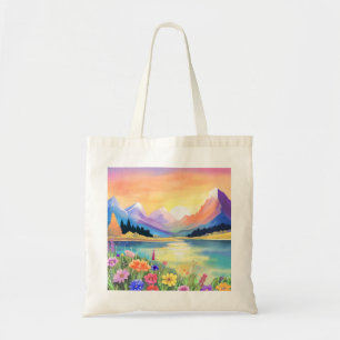 Dromen bij het bergmeer heiligdom tote bag