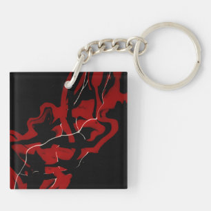 Dromen en Nachtmerries Abstract Rood Zwart Vloeist Sleutelhanger