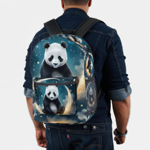 Dromen in het maanlicht: Panda's hemelse serenade Bedrukte Rugzak