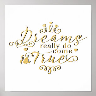 DROMEN KOMEN ECHT UIT Goud Typography Print