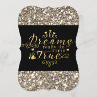 DROMEN KOMEN ECHT UIT Gouden Glitter Uitnodiging