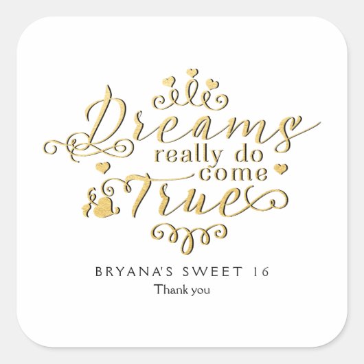 DROMEN KOMEN ECHT UIT GOUDEN gunst Sticker (Voorkant)