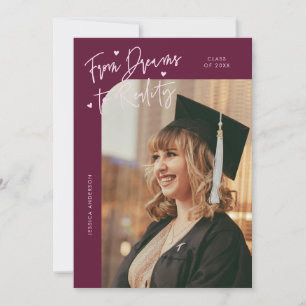 Dromen naar Realiteit Gebogen Foto Cranberry Grad Aankondiging