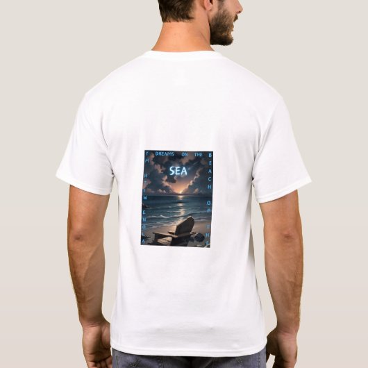 Dromen op het Zee – Sunset Beach Back Print Mannen T-shirt (Achterkant)