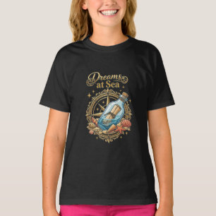 Dromen op Zee Fles met Bericht Nautilus Kompas T-shirt