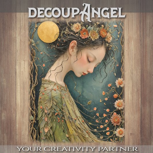 Dromen te midden van Moonlit Bloemen - Decoupage - Tissuepapier