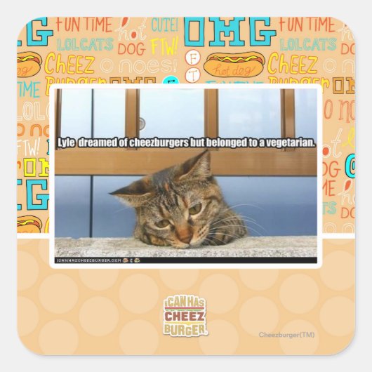 Dromen van Cheesburgers Vierkante Sticker (Voorkant)