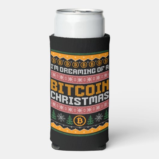 Dromen van een BITCOIN KERSTMIS Faux Knit Pattern (Seltzer Voorkant)