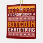 Dromen van een BITCOIN KERSTMIS Faux Knit Pattern Keramisch Ornament (Links)