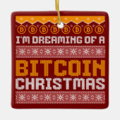 Dromen van een BITCOIN KERSTMIS Faux Knit Pattern Keramisch Ornament (Voorkant)