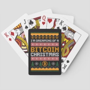 Dromen van een BITCOIN KERSTMIS Faux Knit Pattern Pokerkaarten