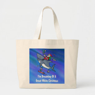 Dromen van een geweldige witte haai Kerstmis Grote Tote Bag