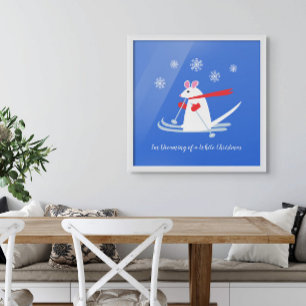 Dromen van een witte kerst - Ski Mouse Poster